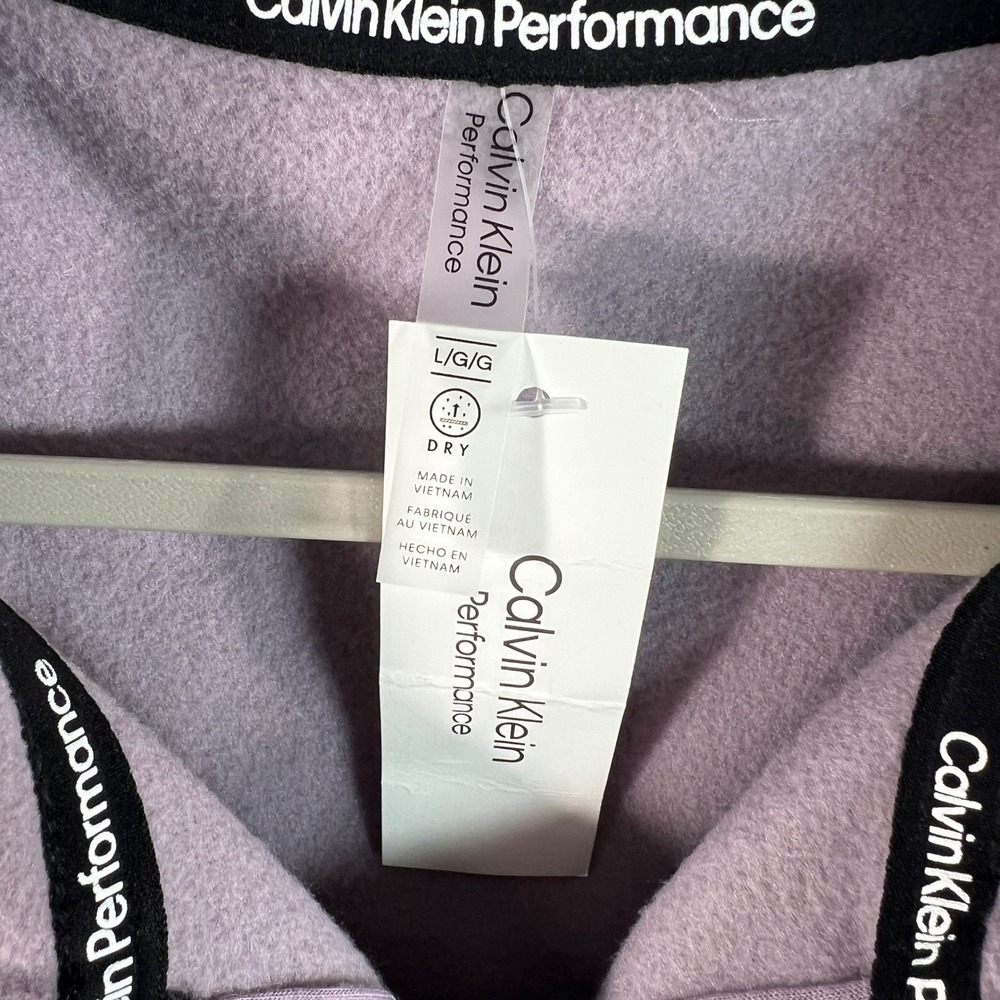 Calvin Klein‎ Performance Womens Fleece Full Zip Jacket w Sleeve Design Purple L - Picture 4 of 11